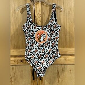 Women’s Buc-cee’s White & Orange One-Piece Swimsuit Sz M NWOT